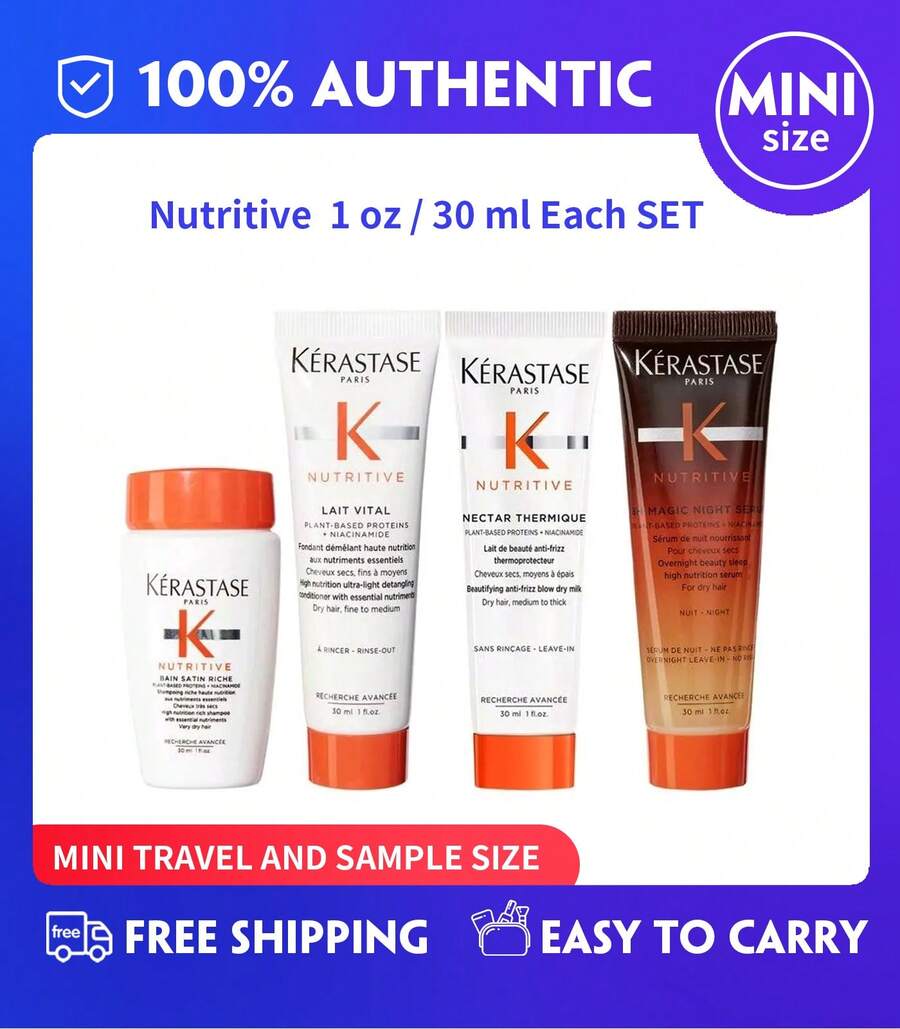 Kérastase Nutritive Shampoo Conditioner 8H Magic & Styling  0ml/1 Fl.Oz Each SET Mini Travel Size - Nutritive 4-piece Travel Set - View 1