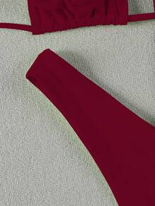 Bộ bikini Polovedo chính hãng mới về mùa Xuân/Hè, gợi cảm, thanh lịch, màu đỏ tía, họa tiết hoa, thích hợp cho nữ, đi biển, nghỉ mát, hẹn hò. - Màu Đỏ Sâu - Xem 4