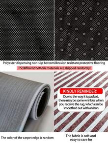 1 pieza Alfombra de área de estilo bohemio gris de terciopelo con cristales, 850g/m², rectangular, antideslizante lavable, decoración del hogar, apta para sala de estar, cocina, comedor, oficina, para todas las estaciones - Gris - Ver 7