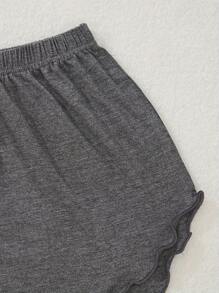 Gray Solid Color Minimalist Shorts Lounge Shorts For Women, Summer Lightweight Sleep Shorts