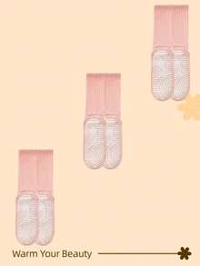 3 Pairs Women's Sports & Yoga Mid-Calf Socks, Non-Slip Long Socks With Grip For Women, Suitable For Ballet, Dance And Workout - Multicolor - View 9