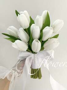 Artificial Tulips Flowers For Bride Wedding Photoshoot Photography Bouquet Decoration, Wedding Registration Holding Flowers Summer Birthday Gifts Beach Back To School School Supplies Room Decor