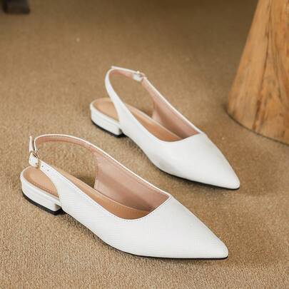 Elegant Solid Color Women Shoes, With Ankle Strap, Lightweight Low Heel, Pointed Toe, Women Low Heel Shoes Category