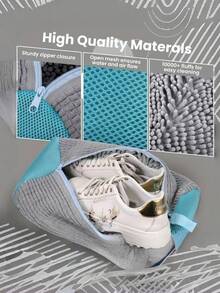 2pcs/1pc Durable Shoe Washing Machine Bag For All Types Of Shoes - Yellow With Blue Zipper, Suede Fabric Lining & Noise Reduction Design, Elastic Nylon Zipper, Suitable For All Washing Machines, Protective Sneakers, Casual Shoes & Delicate Items