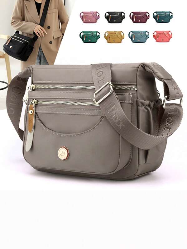 1 pièce Sac à bandoulière multicouche pour femme avec grande capacité, sac bandoulière en nylon anti-éclaboussure pour femmes, sac de téléphone portable décontracté
