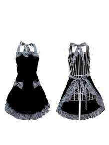 1pc Cute Polka Dot Bowknot Princess Style Apron, Adjustable Waist Strap, Single Pocket Design, Sleeveless Kitchen/Restaurant Uniform For Women