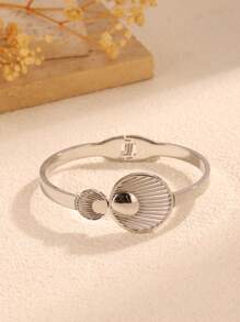 1 pieza de pulsera ovalada de acero inoxidable de lujo ligero y elegante, abierta, joyería representativa elegante y de moda, apta para uso diario y como regalo para fiestas