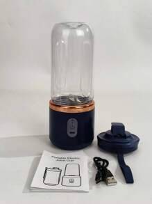 1 pieza Licuadora/Exprimidor portátil 2 en 1 con diseño de doble vaso, cuchillas de acero inoxidable, recargable por USB, fácil de limpiar para hacer smoothies, cubitos de hielo, uso en cocina y exterior, regalo perfecto para el Día de San Valentín y Día de la Madre | Diseño moderno y elegante | Plástico ABS grado alimentario