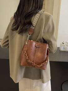 [Versatile Fashion] Vintage-Inspired Women's Crossbody Bag - Stylish Shoulder Purse With Detachable Strap, Magnetic Closure, And Multiple Compartments In Coffee Brown