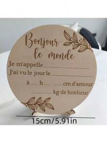 1 pièce Panneau de bienvenue en bois, design sculpté "Bonjour Le Monde", bois naturel, convient aux nouveaux parents et aux adolescents, cadeau pour les futures mères