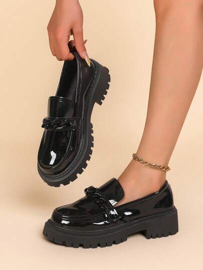 Girl S Retro Bow Flat Shoes - Breathable Loafers With Thick Cushioned Sole, Round Toe Comfortable Flats In Black.