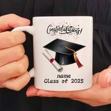 1pc 11oz Graduation Theme Mug, Personalized "Class Of 2025" Graduate Cup, Ideal Graduation Gift For Classmates, Friends, Siblings And Graduates, Suitable For Home And Office Coffee Cup