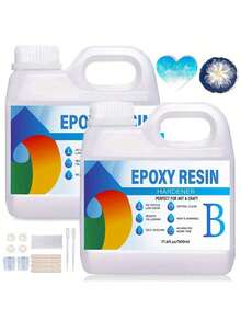 2pcs 500ml+500ml Clear Epoxy Resin Kit, Non-Yellow No Bubbles Self-Leveling Resin Epoxica Easy 1:1 Mixing, Desktop Epoxy Resin, Coating Casting, Painting, Arts & Crafts, Jewelry Making