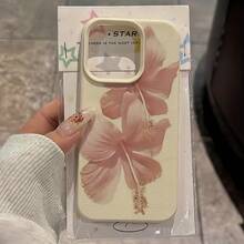 1 件白色卵石纹理简约镜头保护盖，配有可爱的兰花图案手机壳，适用于 16 Pro Max、15/14 Plus、13、12、11 防水防震防摔防刮