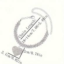Set Of 2 Luxurious Glittering Heart Pendant Anklets And Bracelets Perfect For Parties, Weddings, Engagement Jewelry Gifts, Halloween And Christmas Gifts