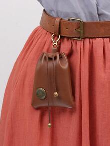 1 件系带 PU 皮革复古储物袋腰包复古腰包中世纪维京零钱包文艺复兴集市 LARP 角色扮演道具 - 彩色 - 查看 1