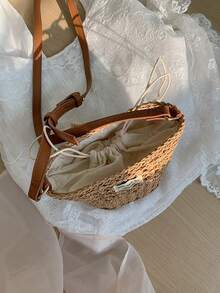 2025 Nowa Letnia Damska Torba Plażowa, Słomkowa Torba Podróżna, Mini Torebka Na Ramię i Torba Crossbody