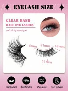 5 pares de pestañas postizas negras con forma de ojo de gato, naturales, que aumentan el tamaño visual de los ojos, adecuadas para uso diario y ocasiones de citas, esenciales para el maquillaje - Negro - Ver 3