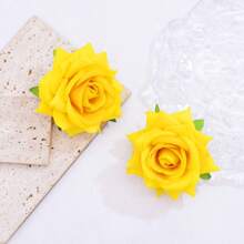 4 pares de pendientes elegantes con flores de rosa de terciopelo, aretes con flores 3D exagerados, joyería nupcial de alta gama, accesorios de moda, regalo de estilo vacacional para mujeres