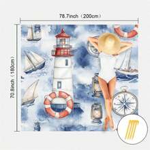 1pc Marine Element Printed Beach Mat, Waterproof And Anti Sand Oversized Beach Mat, Lightweight For Adults For Travel, Camping, And Picnics