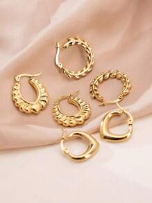 1 paire/3 paires de boucles d'oreilles en acier inoxydable pour femmes, design minimaliste, inaltérable, convient au marché transfrontalier UE/États-Unis