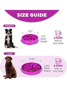 Outward Hound Fun Feeder Slo Bowl, Large Slow Feeder Dog Bowl, 4 Cups, Purple - Màu xanh lam - Xem 6