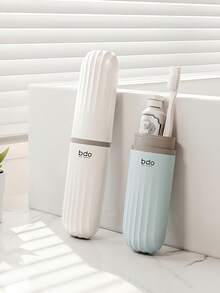 旅行牙刷收纳盒，牙膏牙刷整理器，男女通用便携式旅行牙刷盒，多功能牙刷旅行收纳盒，适合露营、返校、商务旅行、浴室旅行必备、旅行用品、旅行配件、度假、暑假等场合。 - 彩色 - 查看 5