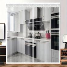 1 pieza Cortina de puerta mosquitera magnética estilo europeo de lujo - Bordado de encaje + Rayas 3D, Cierre automático silencioso, Instalación sin taladro, Adecuada para sala de estar/dormitorio, Decoración lujosa antipolvo para todo el año