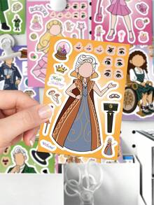8Sheets Magic Witch Make A Face Puzzle Stickers Aesthetic Cartoon Graffiti DIY Decals Christmas Halloween Party Toy Gifts Laptop Phone Decoration Jigsaw Assemble Games - Multicolor - View 4