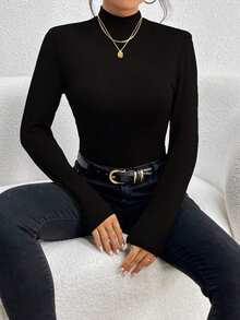 Tops para Mujer  Mujer - Estilo Casual Top Negro Elástico con Corte Ajustado - Tejido Transpirable y Fashion Comfort - Ideal para Compras, Café con Amigos, Actividades al Aire Ropa para Playa - Negro - Ver 7