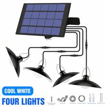 LED Hof-Pendelleuchte mit Fernbedienung, Solar Panel, wasserdicht, Dämmerungs-Sensor, Auto An/Aus, für Außen, Garten, Haus, Terrasse, Straßenbeleuchtung, Aufladen durch Sonnenlicht, für Scheune, Wand, Hängen, Schuppen, Flutlicht, tragbar, Camping, Zelt, Teich, Fischen, Park, Weg, Nachtsicherheit, Notbeleuchtung, 1/2/3/4 Leuchten, Kalt-/Warmweiß