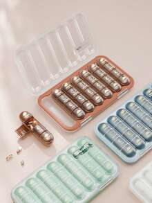1 pièce Boîte à pilules avec couvercle coulissant, organisateur de médicaments portable étanche, transparent pour un suivi facile des médicaments, protection sécurisée, essentiel pour les voyages de 3 repas - Multicolore - Voir 2