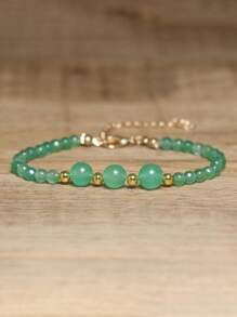 gxtbw Pulsera de curación de estilo bohemio simple con piedras naturales | Piedra de Dong Ling verde y piedra de ojo de tigre con cuentas redondas combinadas con diseño facetado | Pulsera hecha a mano con cierre de langosta ajustable de acero inoxidable y encanto de metal | Regalo de aniversario y regalo de cumpleaños