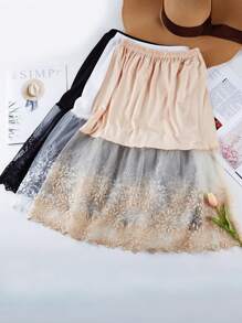 3pcs/1pc Women Waist Slip Dress With Adjustable Elastic Waistband, Anti-Static & Anti-Exposed Lining Skirt Slip Underdress For Daily Wear Fall, Autumn, Halloween