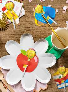 48Pcs Candy Holder Cards Pencel Apple Paper Cards For Lollipop Decorations, First Day Of School Party Supplies,Welcome Back To School Decoration, Teachers Party Favors