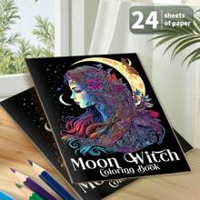 Moon Witch Design: Interesting Moon Witch Adult Coloring Book, With Beautiful Patterns And Clear Lines, Can Relieve Stress And Emotion, An Excellent Gift For Family Gatherings, Easter, Thanksgiving, Christmas, New Year, Valentine's Day, And Suitable For Room Decoration,Back To School,School Supplies