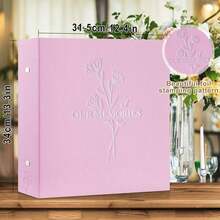 Lanpn Photo Album 4x6 1000 Pockets, Extra Large Big Capacity Linen OUR MEMORIES Hardcover Large Photo Book Photobook That Holds 1000 Vertical And Horizontal Pictures Pink - Hồng - Xem 2