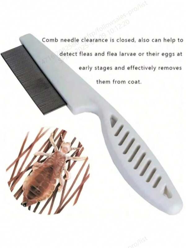 1pc Dog Grooming Comb, Lice And Flea Comb, Stainless Steel Fine Cat Hair Untwisting Comb, Pet Grooming Products, Fine Toothed Pet Grooming And Lice Removal Tool, Suitable For Cats And Dogs, Durable Pet Hair Removal Tool
