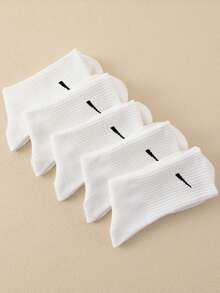 1 Pair/5 Pairs/6 Pairs Women's Casual Long Socks, Simple Comfort Daily Wear Unisex Crew Socks, Fall