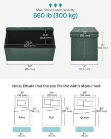 SONGMICS 30 Inches Folding Storage Ottoman Bench, Storage Chest, Foot Rest Stool, Bedroom Bench With Storage - Dark Green - View 5