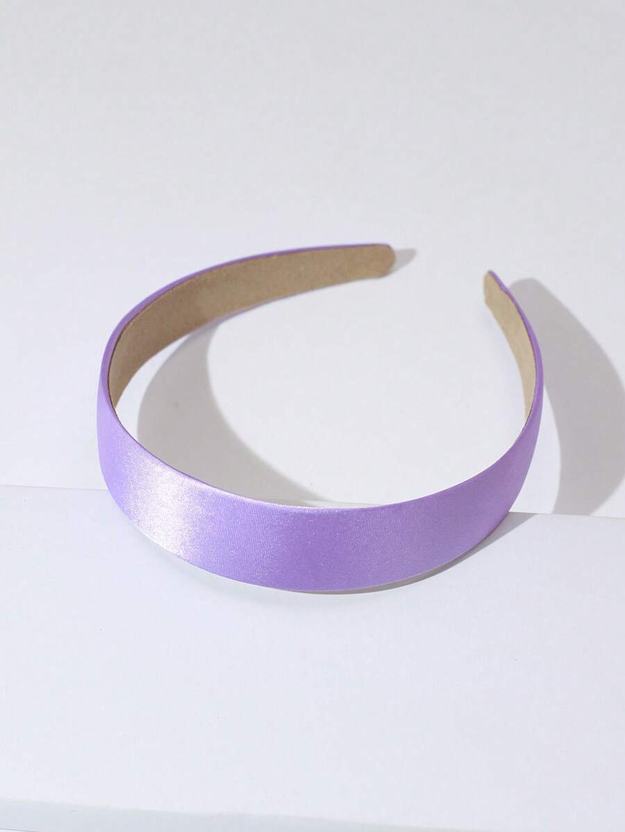 1 pieza/2 piezas Diadema de tela de color liso brillante, versión ancha, minimalista y versátil adecuada para cualquier ocasión, diadema para mujeres, accesorios para el cabello, hogar, cuidado de la piel, diadema, accesorios para la cabeza, verano, vacaciones, viajes, festival, fiesta - Lila Púrpura - Ver 1