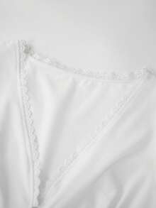 Women Y2k Lace Trim Button Down Shirt Top Fairycore Short Sleeve Lapel Collar Slim Fit T Shirts Crop Tops Summer Going Out Tops Blouses Vinatge Aesthetic Clothes Streetwear - 白色 - 查看 8