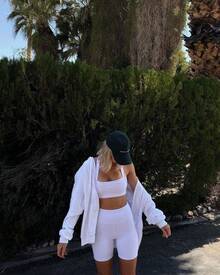 Pantalones cortos de ciclismo de cintura alta para mujer, 5 pulgadas, control de abdomen, atlético, correr, gimnasio, yoga, elastano - 02-Blanco - Ver 4