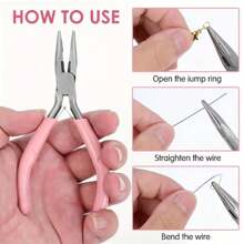 3pcs Jewelry Plier Set, Include Pointed Nose Plier, Round Nose Plier, Bent Nose Plier, Tweezer, Mini Comfortable Grip Craft Plier, Suitable For Wire Bending, Repair, Gripping Objects, Jewelry Making, DIY