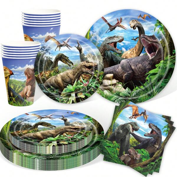 Dinosaur Party Birthday Supplies For Dino World Themed Tableware Set Dinosaur Park Party Decorations Tableware Set Plates Napkin Cups Set