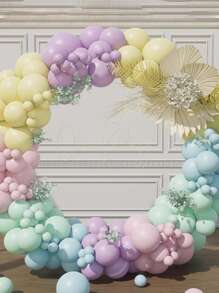 160pcs Macaron Color Foil Balloon Flower Arch Set, Different Sizes 18/12/10/5 Inches Macaron Color Foil Ball, Suitable For Birthday Party, Mother's Day, Unicorn Birthday, Easter, Wedding, Anniversary Party Decoration