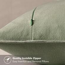 Local Delivery- Decorative Linen Pillow Covers 18x18 Inch Natural Beige ​Boho Farmhouse​ ​Neutral Couch Throw Pillows For Bed Pack Of 2 Accent Outdoor Pillowcase Modern Sofa Cushion Livingroom Home Decor - Sage Green - 查看 3