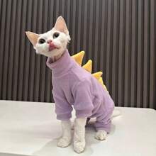 Sphynx Cat Clothes, Colorful Little Dinosaur Shaped Belly Warmer Outfit, Plush Fabric, Suitable For Hairless Cats
