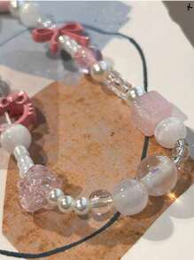 Sanrio سوار من البوليستر مزين باللؤلؤ الصناعي، سلسلة إكسسوارات معلقة على شكل حبل للهاتف، سلسلة مفاتيح محمولة للهاتف