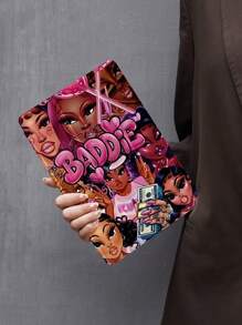 1pc Baddie Theme Printed Flat Protective Case, Compatible With IPad 10.2 Inch, IPad Pro 11 2021/2020/10th Gen, IPad Mini 4/5/6, Galaxy Tab A8 10.5 Inch 2022, MatePad 10.4/Tab, With Pen Slot, Support Auto Sleep/Wake, Gift